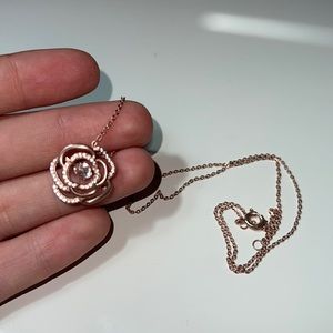 floating diamond necklace. rose gold
